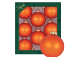 Krebs Glas Lauscha Weihnachtskugeln Uni-Design Mirabella Orange 7cm