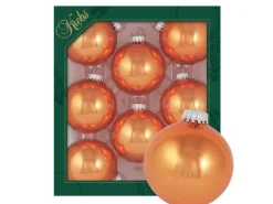 Krebs Glas Lauscha Weihnachtskugeln Uni-Design Isabella Orange 7cm