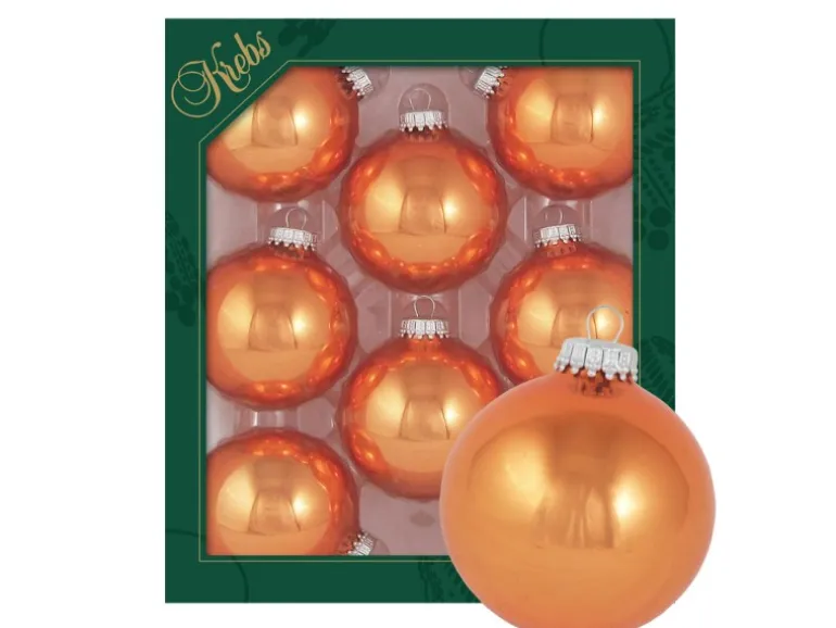 Krebs Glas Lauscha Weihnachtskugeln Uni-Design Isabella Orange 7cm