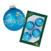 Krebs Glas Lauscha Weihnachtsbaumkugel Blau Schneemann 4er-Set 7cm