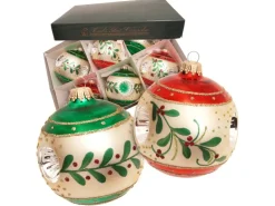 Krebs Glas Lauscha Weihnachtskugeln Reflektorset Winterzweige Silberfarbig 8cm