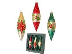 Krebs Glas Lauscha Weihnachtsornamente Olivenform 3-tlg. 15cm