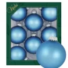 Krebs Glas Lauscha Weihnachtskugeln Gletscherblau Matt Uni 8er-Set 7cm