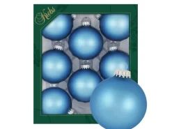 Krebs Glas Lauscha Weihnachtskugeln Gletscherblau Matt Uni 8er-Set 7cm