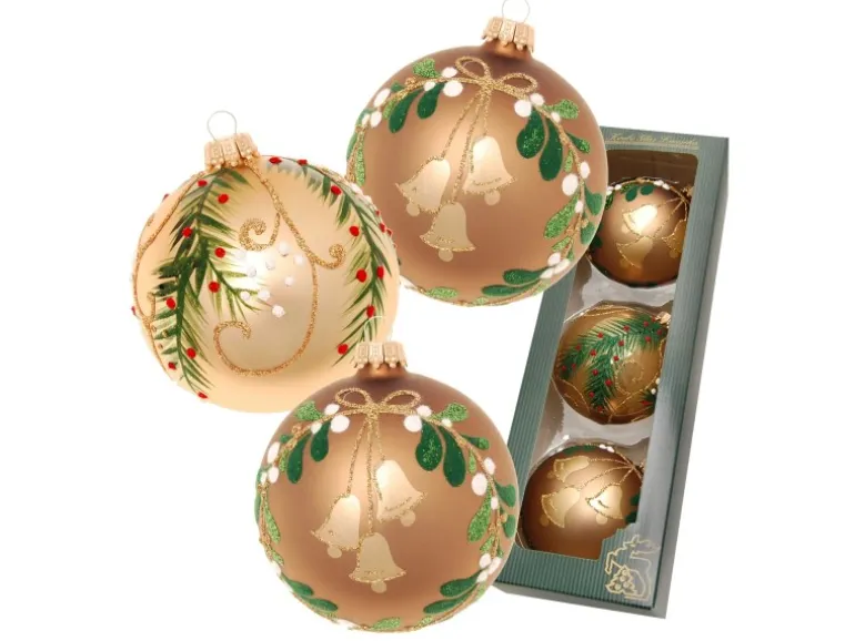 Krebs Glas Lauscha Weihnachtskugeln Walddekor 3-tlg. 8cm