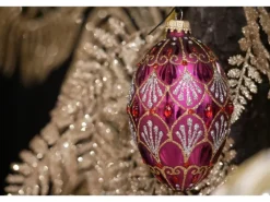 Krebs Glas Lauscha Weihnachtsornament Eiform Lila Gloria 1-tlg. 11cm