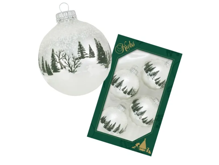 Krebs Glas Lauscha Weihnachtskugeln Winterwald 4er-Set 7cm