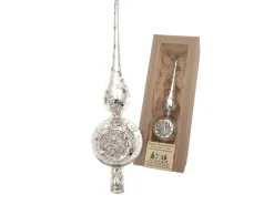 Krebs Glas Lauscha Weihnachtsbaumspitze Effektsilber 1-tlg. 26cm