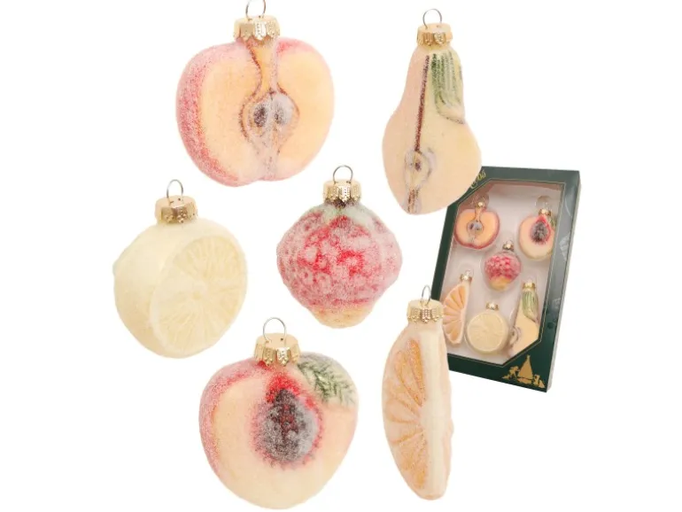 Krebs Glas Lauscha Weihnachtsornamente Früchte 6-tlg. 5cm