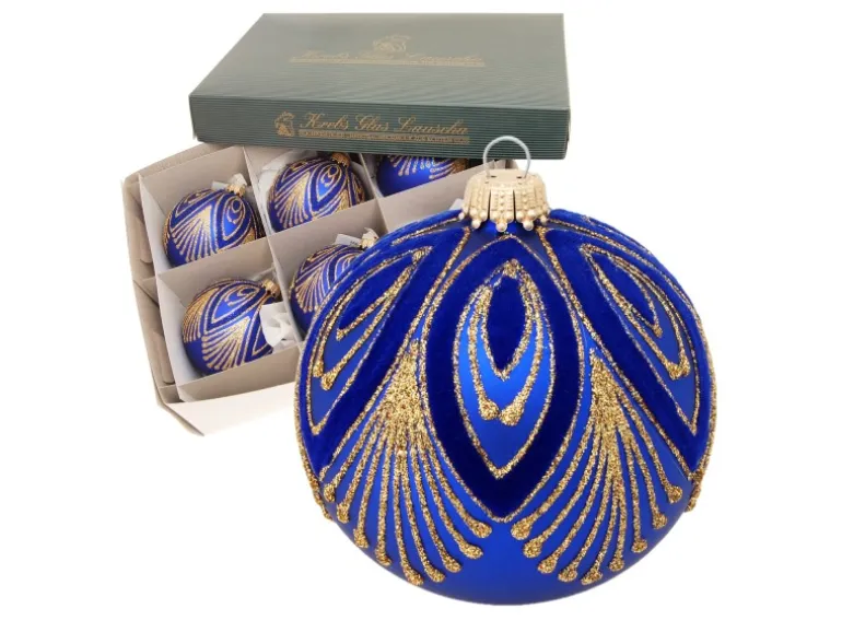 Krebs Glas Lauscha Weihnachtskugeln Pfau 6er-Set 8cm