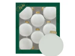 Krebs Glas Lauscha Weihnachtskugeln Frost Uni Goldkappe 8er-Set 7cm