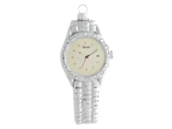 Krebs Glas Lauscha Weihnachtsornament Herrenuhr Silber 1-tlg. 11cm