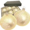 Krebs Glas Lauscha Weihnachtskugeln Gold Schneeflocke 6er-Set 8cm