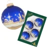 Krebs Glas Lauscha Weihnachtsbaumkugel Bethlehem Blau 4er-Set 7cm