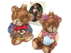 Krebs Glas Lauscha Weihnachtsornamente Bären-Paar 2-tlg. 6cm