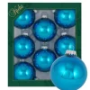 Krebs Glas Lauscha Weihnachtskugeln Hawaiiblau Glanz Uni 8er-Set 7cm