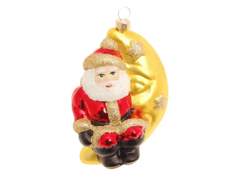 Krebs Glas Lauscha Weihnachtsornament Santa mit Mond 1-tlg. 12cm