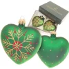 Krebs Glas Lauscha Weihnachtsornamente Herzen 2-tlg. Grün 8cm