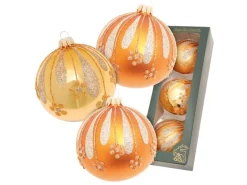 Krebs Glas Lauscha Weihnachtskugeln Blumen 3-tlg. 8cm