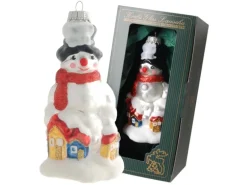 Krebs Glas Lauscha Weihnachtsornament Schneemann Häuser 1-tlg. 12cm