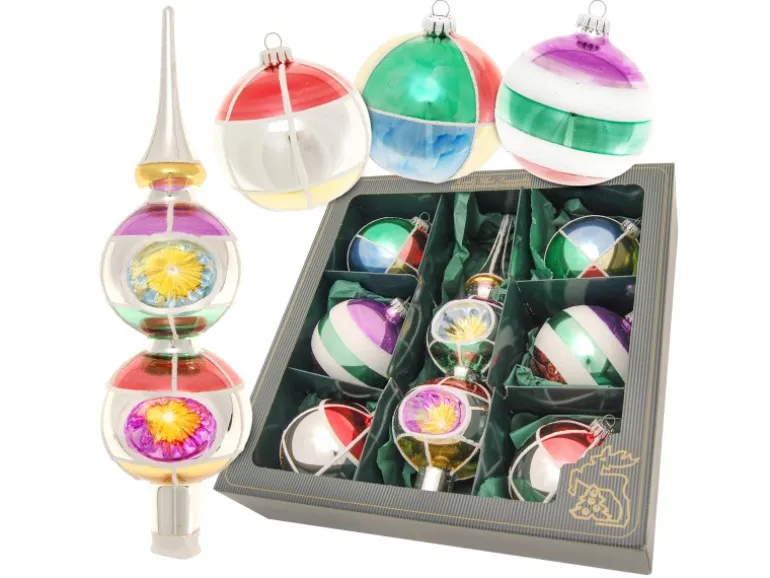 Krebs Glas Lauscha Weihnachtskugeln mit Doppelspitze 7-tlg. 8cm