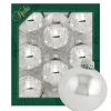 Krebs Glas Lauscha Weihnachtskugeln Silber Glanz Uni 8er-Set 7cm