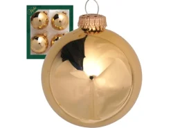 Krebs Glas Lauscha Weihnachtskugeln Gold Glanz Uni 4er-Set 8cm