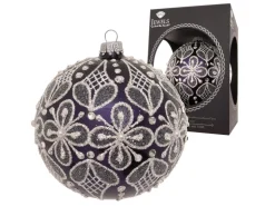 Krebs Glas Lauscha Weihnachtsbaumkugel Stickoptik 1-tlg. 8cm