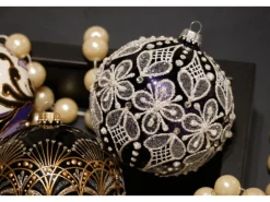 Krebs Glas Lauscha Weihnachtsbaumkugel Stickoptik 1-tlg. 8cm