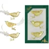 Krebs Glas Lauscha Weihnachtsornamente Vögel Gold 3-tlg. 7cm