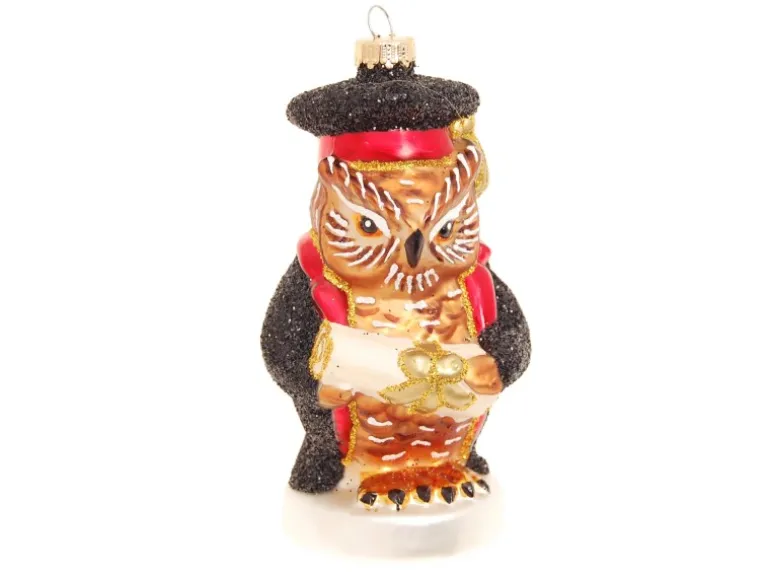 Krebs Glas Lauscha Weihnachtsornament Eule Professor 1-tlg. 11cm