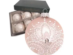 Krebs Glas Lauscha Weihnachtskugeln Stickoptik 6er-Set 8cm