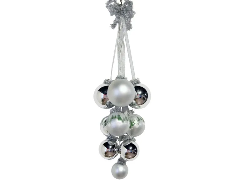 Krebs Glas Lauscha Weihnachtsornamente Kugelgehänge Silber 10-tlg. 27cm