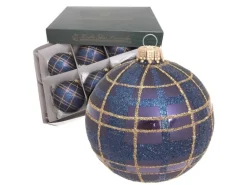 Krebs Glas Lauscha Weihnachtskugeln Blau Scottish 6er-Set 8cm