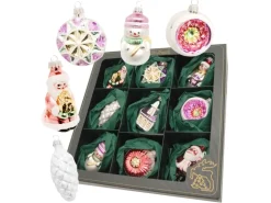 Krebs Glas Lauscha Weihnachtsornamentsortiment Retro 9-tlg. 8cm