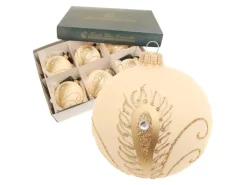 Krebs Glas Lauscha Weihnachtsbaumkugel Pfauendekor 6er-Set 8cm