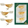 Krebs Glas Lauscha Weihnachtsornamente Vogelset Gold 3-tlg. 7cm