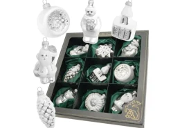 Krebs Glas Lauscha Weihnachtsornamente Figuren Silber 9-tlg. 7cm