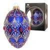 Krebs Glas Lauscha Weihnachtsornament Eiform Blau Gloria 1-tlg. 11cm