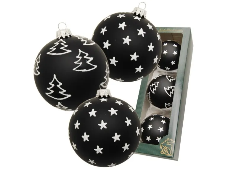 Krebs Glas Lauscha Weihnachtskugeln Xmas Ebony 3-tlg. 8cm