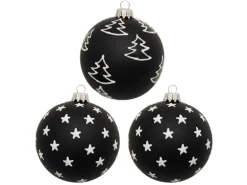 Krebs Glas Lauscha Weihnachtskugeln Xmas Ebony 3-tlg. 8cm