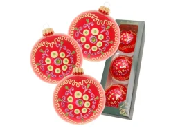 Krebs Glas Lauscha Weihnachtskugeln Herzdekor 3er-Set 8cm