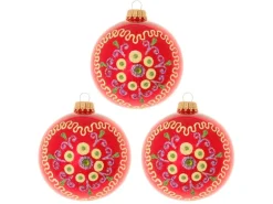 Krebs Glas Lauscha Weihnachtskugeln Herzdekor 3er-Set 8cm