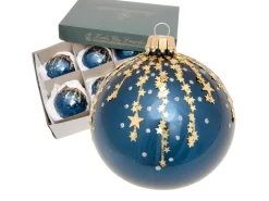 Krebs Glas Lauscha Weihnachtskugeln Sternennacht 6er-Set 8cm