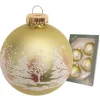 Krebs Glas Lauscha Weihnachtskugeln Winterwald Goldfarbig 7cm