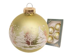 Krebs Glas Lauscha Weihnachtskugeln Winterwald Goldfarbig 7cm