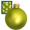 Krebs Glas Lauscha Weihnachtskugeln Hellgrün Matt Uni 8er-Set 7cm