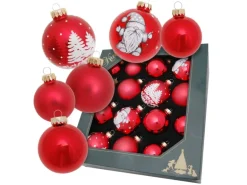 Krebs Glas Lauscha Weihnachtskugeln Rot Gnomset 16-tlg. 5-7cm