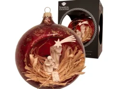 Krebs Glas Lauscha Weihnachtskugel Krippenszene Rot 10cm