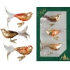 Krebs Glas Lauscha Weihnachtsornamente Vögel Orange 3-tlg. 7cm